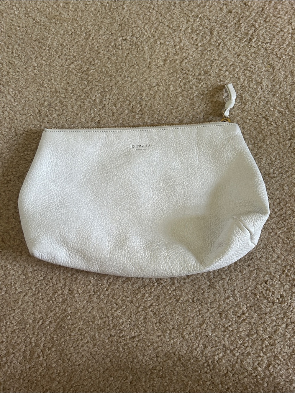 Bottega Veneta White Leather Large Cosmetic Pouch